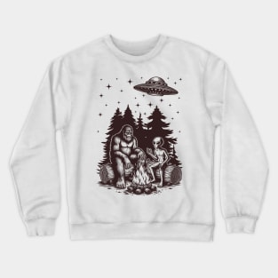 Bigfoot And Alien Camping Crewneck Sweatshirt